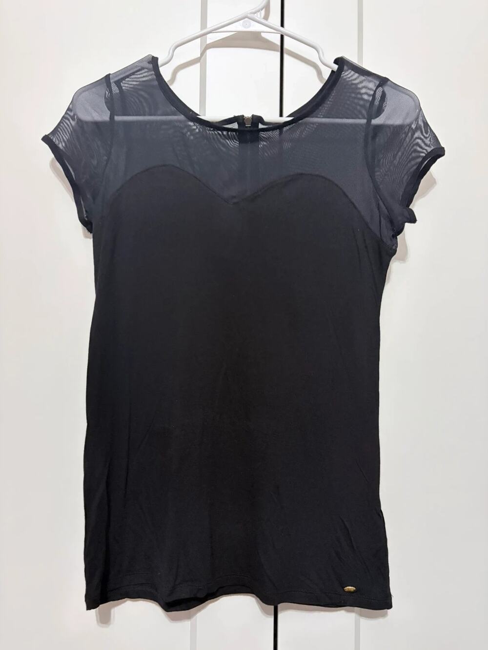 Y2K Romantic Whimsigoth Black Sweetheart Mesh Top Size XS by Guess